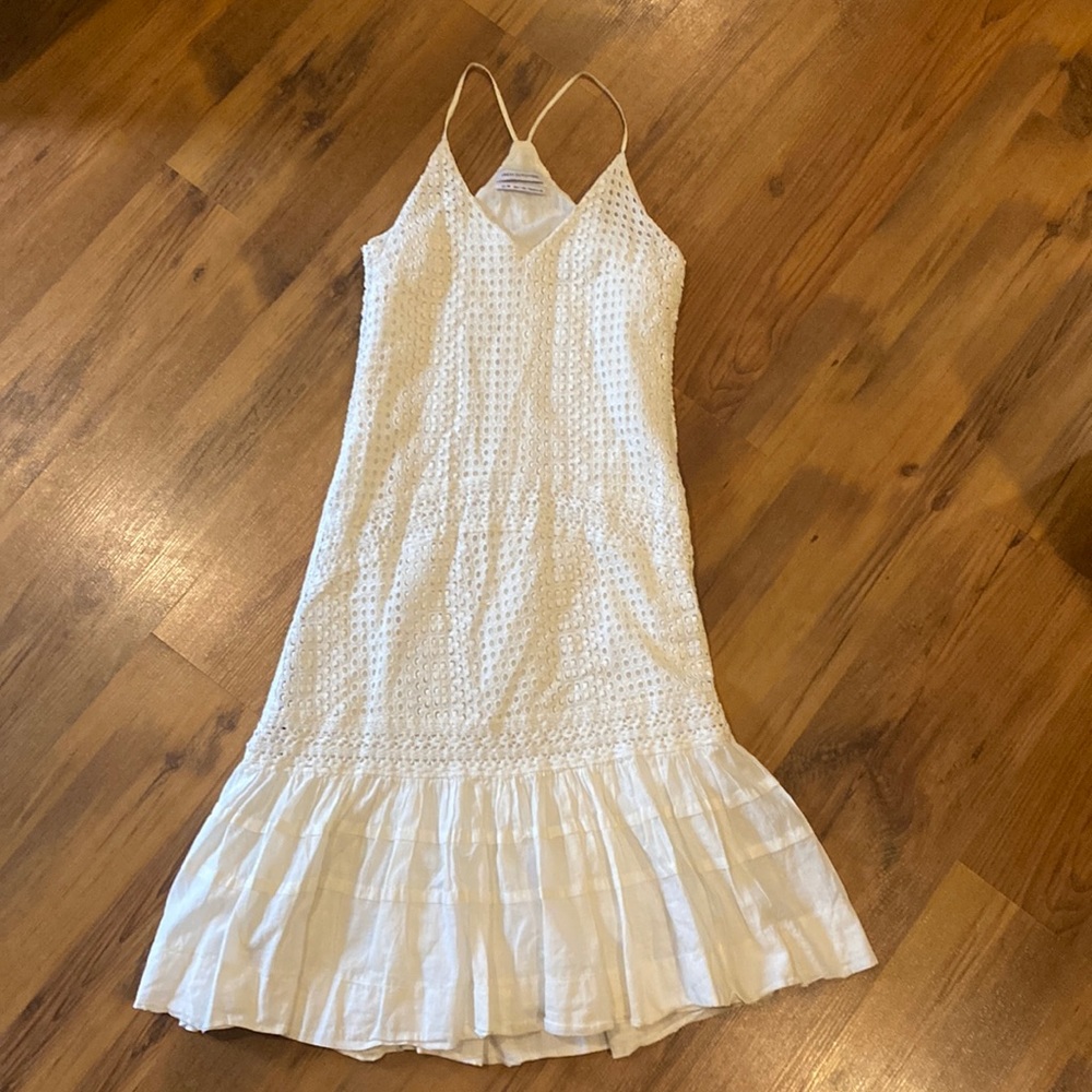 BOGO Urban Outfitters Leo tulip midi ivory white dress
